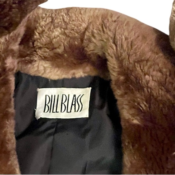 Vintage 80s Bill Blass Black Wool Slouch Brown Fur Shawl Collar Cuffs 8 Large XL - Picture 12 of 12